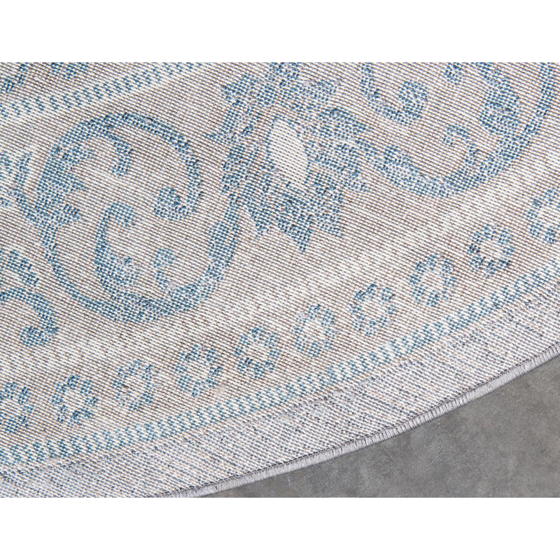 Patchway Geometric Indoor Rug, Round 8'