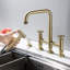 Robinet de cuisine en acier inoxydable à 4 poignées avec robinet rotatif Bridge-84790802