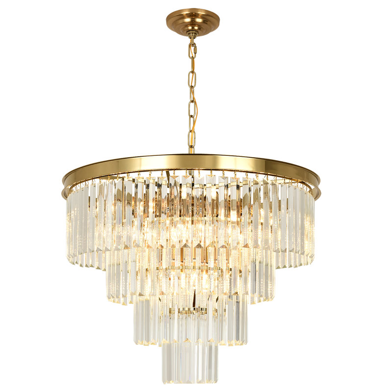 Lustre en cristal Makinlee, H 15,74 po x l 23,62 po x P 23,62 po, 11 lumières, Laiton