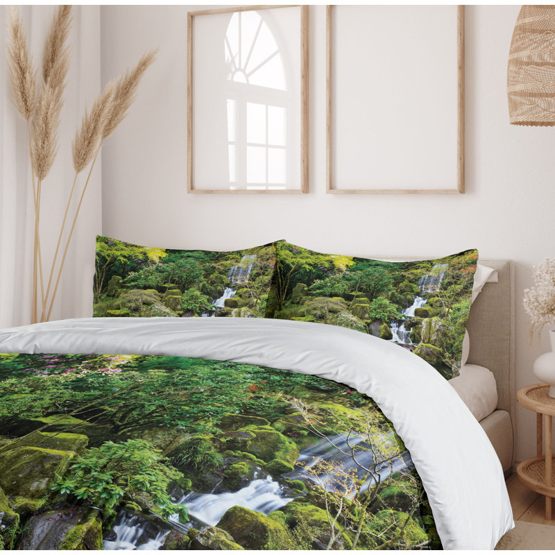 Rustic Polyester Floral Duvet Cover, Queen Duvet Cover + 2 Standard Shams