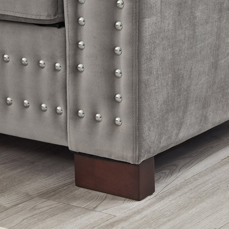 Causeuse rembourrée en velours Living, Gris