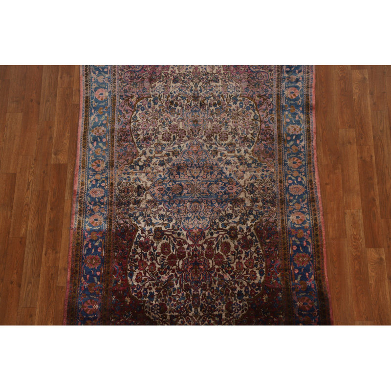 One-of-a-Kind Rectangle 4'1" X 6'10" 1900s Silk Area Rug in Red
