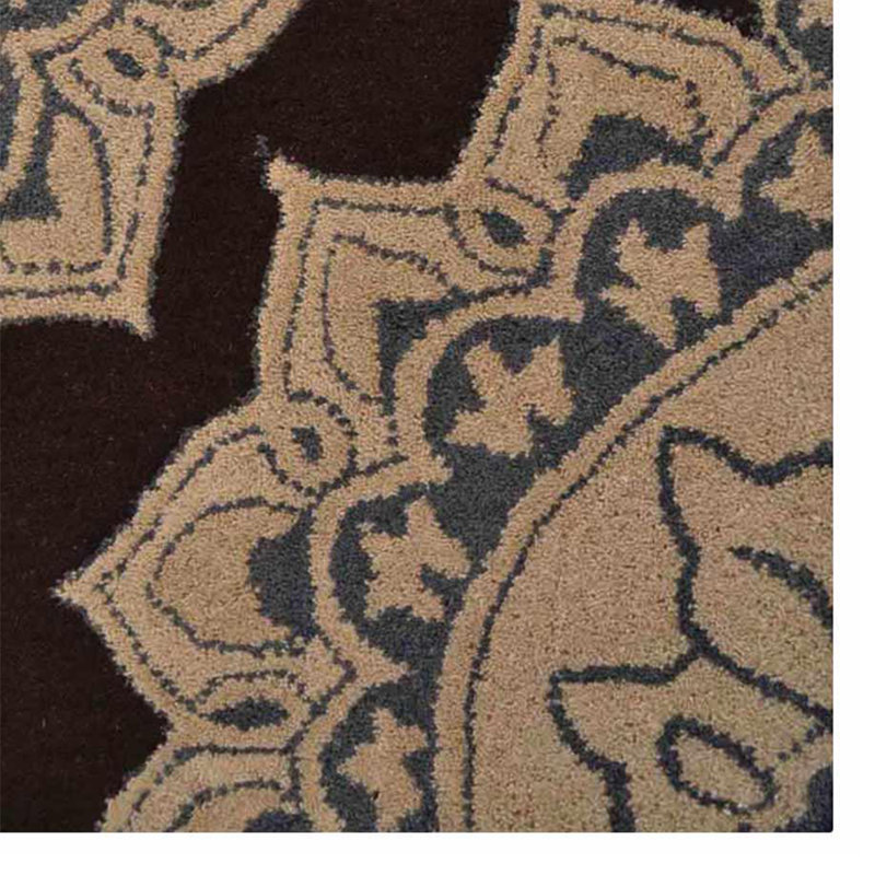 Tapis écologiques en laine touffetée à la main Vivanco - Rectangle, couleur brun crème, motif floral moderne, tapis antidérapants faits à la main épais pour salon, chambre à coucher