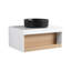 Meuble-lavabo flottant de 30 po avec lavabo vasque rond noir mat, meuble-lavabo mural avec rangement ouvert, finition blanche avec comptoir durable, conception moderne peu encombrante (livré dans 2 boîtes)-214441250
