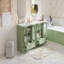 Armoire de salle de bain 72 po avec portes texturées gaufrées, grand meuble-lavabo avec huit tiroirs, quatre portes à fermeture en douceur et comptoir double, rangement de salle de bain avec portes en verre