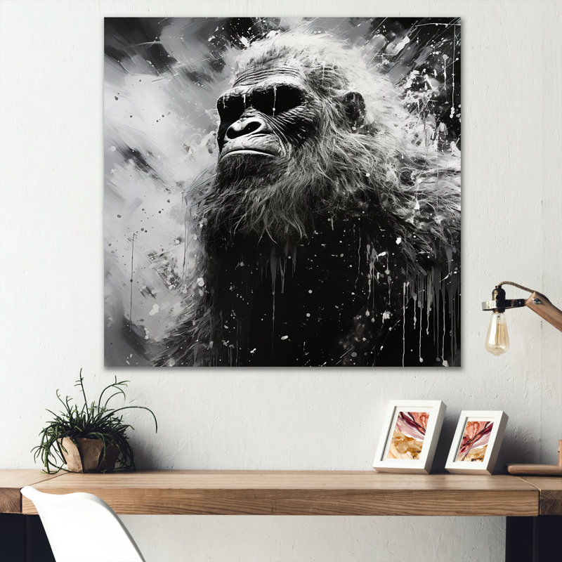 Minimalisme monochrome Bigfoot - impressions d'art mural Bigfoot, H 24 po x l 24 po x P 1 po, Toile tendue