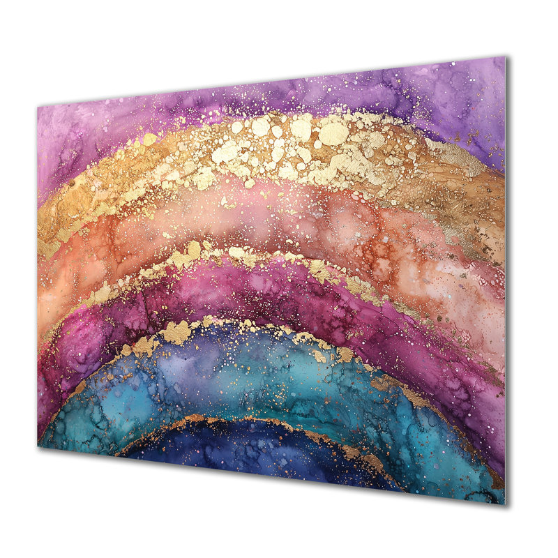 Radiant cascade d'arc-en-ciel III - décor mural en métal, impression arc-en-ciel, H 12 po x l 20 po x P 0,84 po