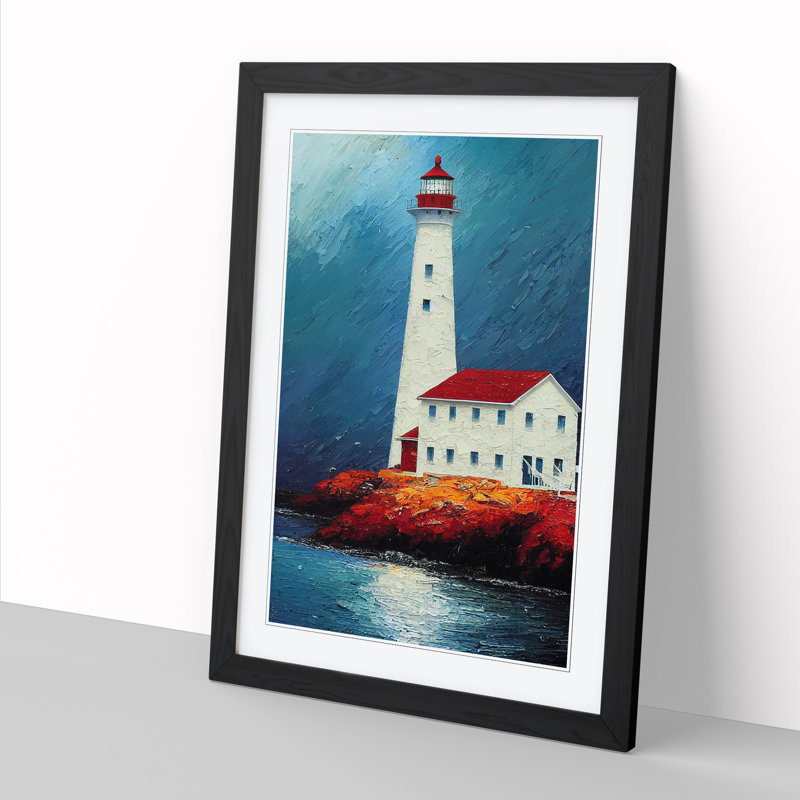 FRM-V0523-1669X Painted Lighthouse Vol.2 - Picture Frame Print, Black, 34cm H x 25cm W x 2cm D