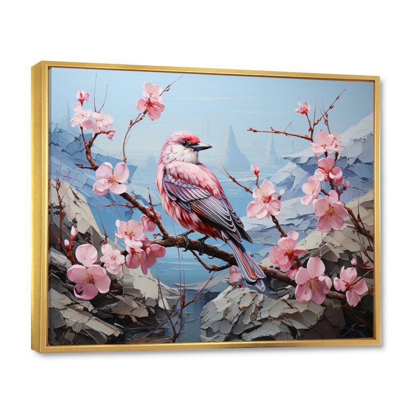 «Apple Blossom Awakening», reproduction d'art sur toile, H 24 po x l 32 po x P 1 po, Cadre flottant doré