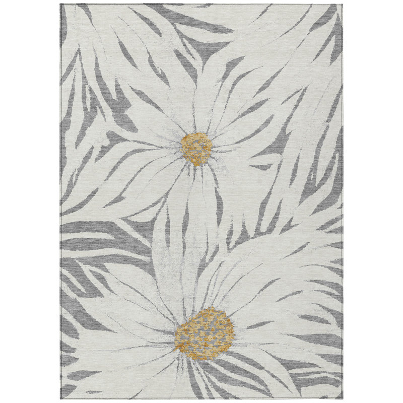 Machine Washable Indoor/Outdoor Oliveras ACN2263 Floral Rug, Rectangle 9' x 12'