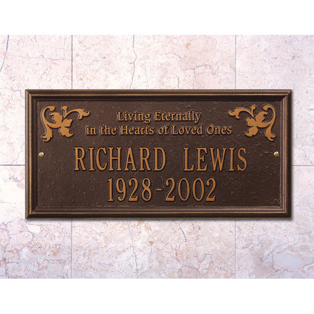 Wilmington 'Living Eternally' Memorial Plaque, Yes, Antique Copper
