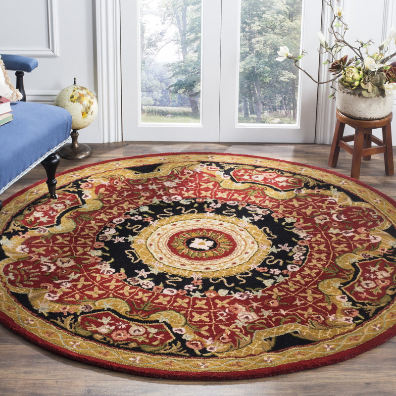 Tapis bordeaux / noir en laine touffeté à la main Tosca, Tapis de couloir 2 pi 3 po x 8 pi