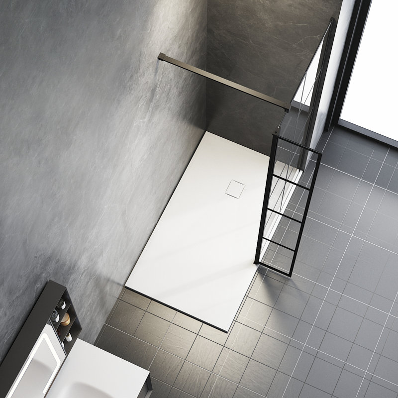 Deaudra 1900mm H Walk In Framed Walk In Glass Screens with Pattern Glass, 800mm