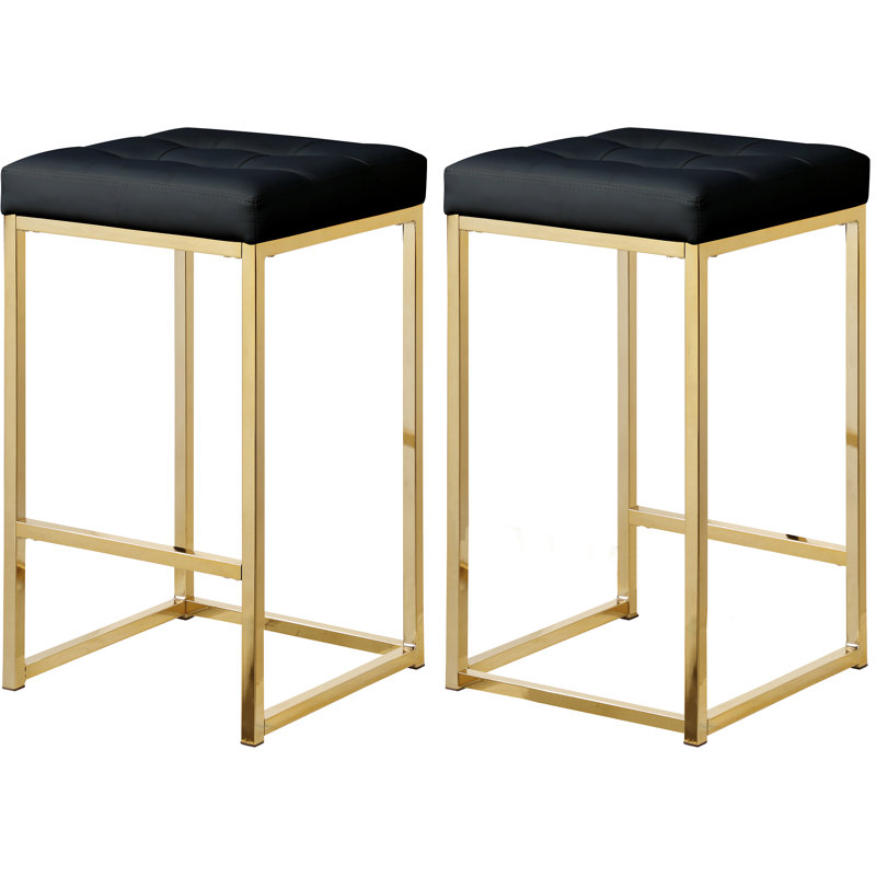 Tabouret de comptoir 26,5 po Nicola, Noir, Or