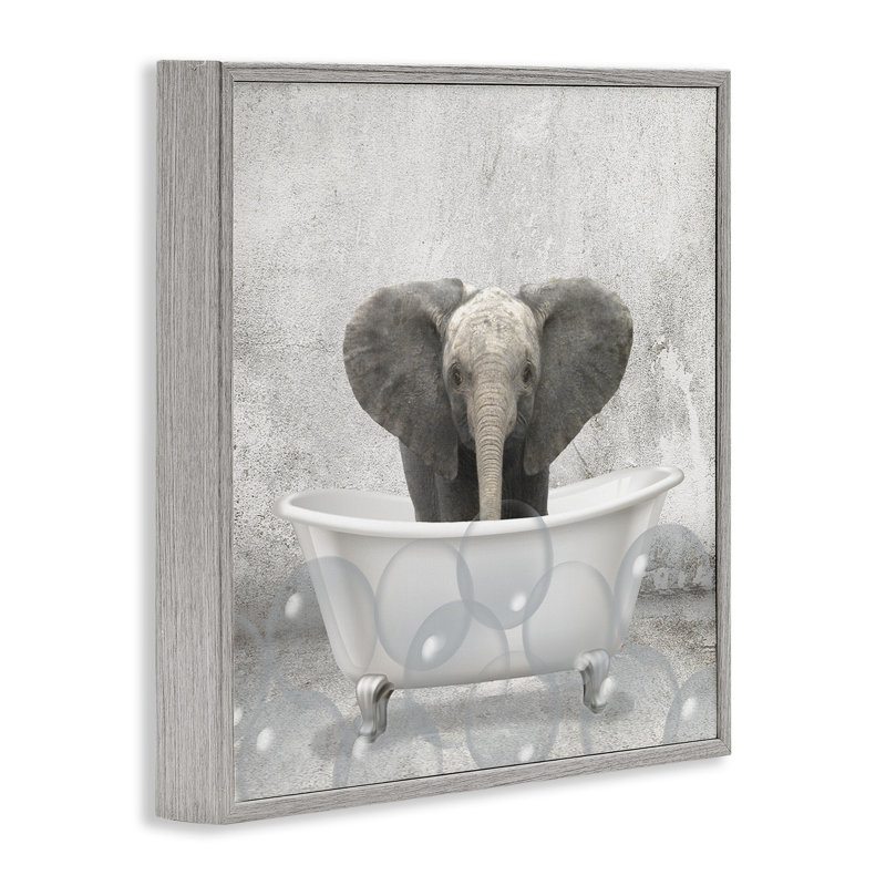 Bébé éléphant à l'heure du bain, H 17 po x l 17 po, Estampe numérique Farmhouse
