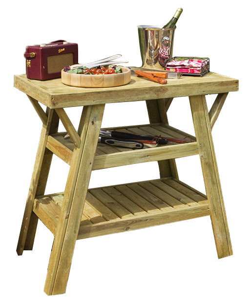 Hardwick Rectangular Pine and Spruce Solid Wood Outdoor Side Table - 91 cm W 52 cm D