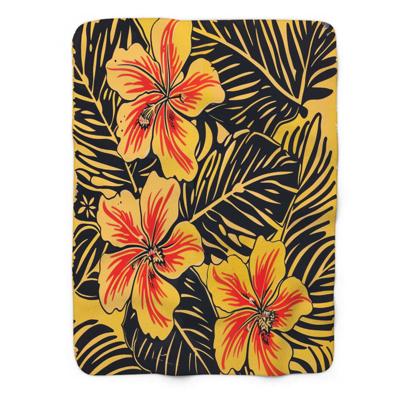 Aloha Artistry - Couverture sherpa de qualité supérieure 1 pièce, L 60 po x L 80 po