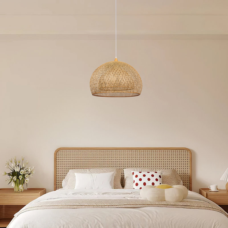 Luminaire suspendu en bambou Farmhouse, H 11,81 po x l 17,72 po x P 17,72 po