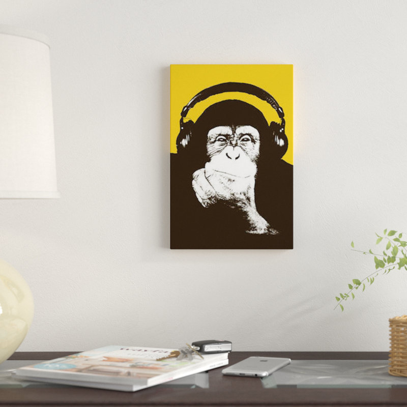 «Headophone Monkey», impression sur toile, H 40 po x l 26 po x P 1,5 po, Toile tendue