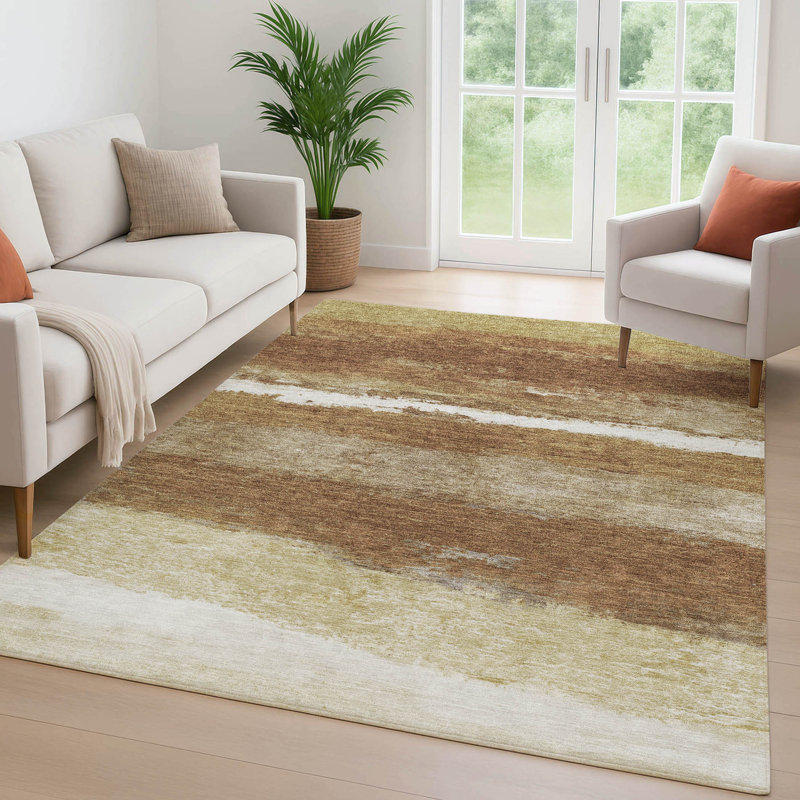 Premium Machine Washable Mayfield Striped Rug, Paprika, 2'6" x 3'10"