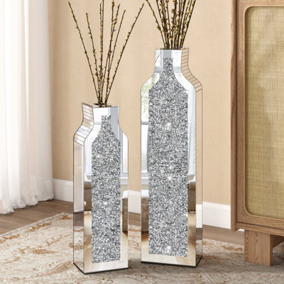 Echo Glass Flower Tall Vase Room Crystal  Decor Nesting Vase (Set of 2)