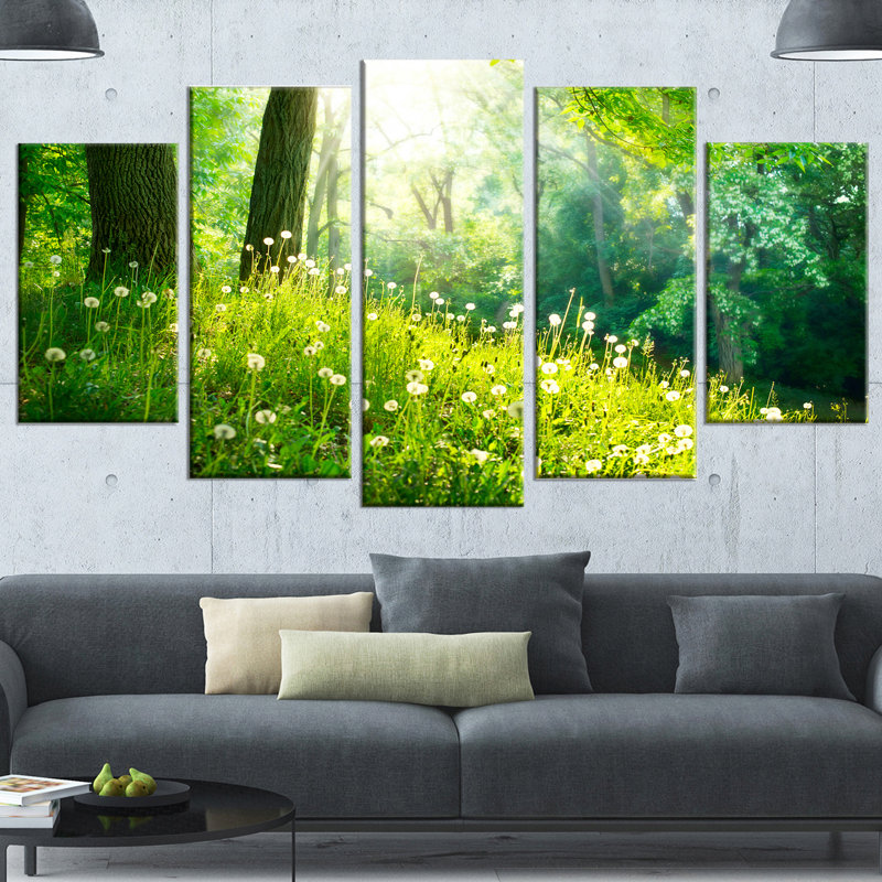 Large Green Landscape Canvas Print with Wood Sub Frame