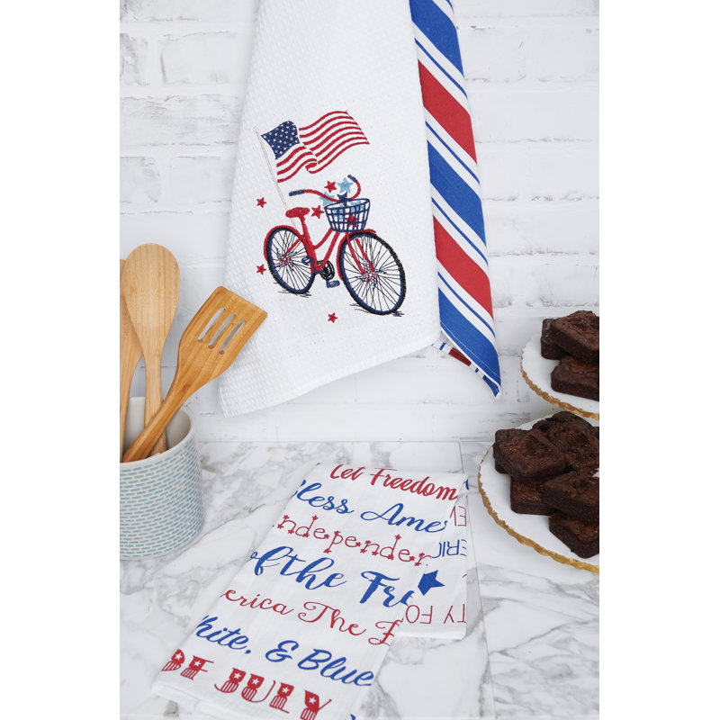 Décoration de torchon patriotique 4 juillet brodé tissé gaufré