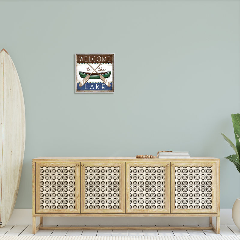 «Rustic Lake Welcome Canoe», art mural texturé giclée par Elizabeth Tyndall_aq-510, H 17 po x l 17 po x P 1,5 po