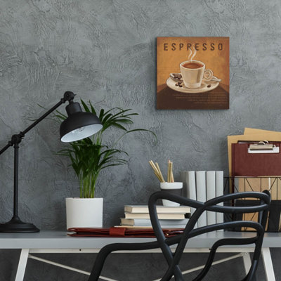  «Coffee And Co 3 Teal and Gray» par Janelle Penner, art mural en verre acrylique, 24 po x 24 po