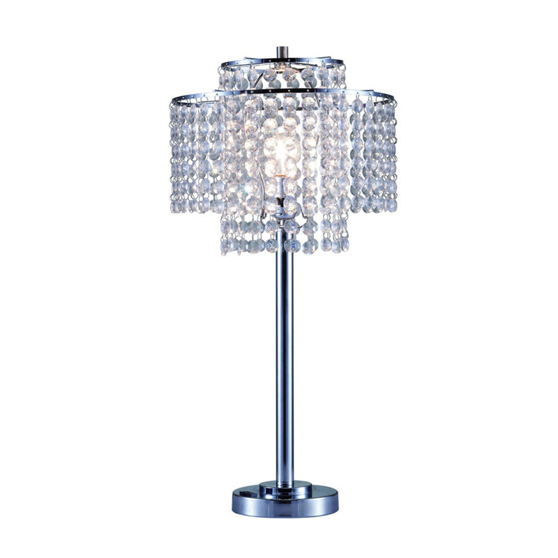 Lampe de table 26 po à 2 niveaux «Holly Glam» avec charge et port USB, 26 po, argent