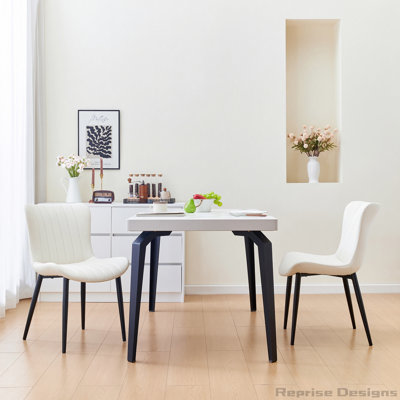 Set of 2 Faux Leather Mid-Century Dining Chairs