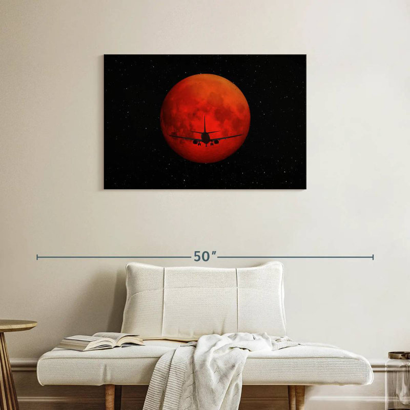 Oberle Red Dark Airplane, 24" H x 36" W