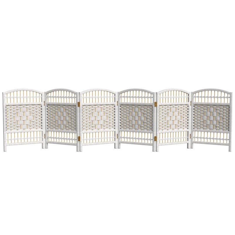 Paravent court en fibre tissée, 6, Blanc, H 23,5 po