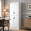 4-door tall kitchen cupboard, freestanding 6-tier storage cabinet with 2 adjustable shelves for living room, dining room, white