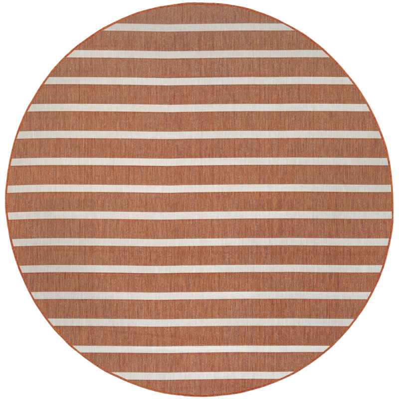  Positano 12' x Round Terracotta Ivory Modern Rug, Round 12'
