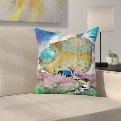 Noah's Ark Decor Bible Square Pillow Cover