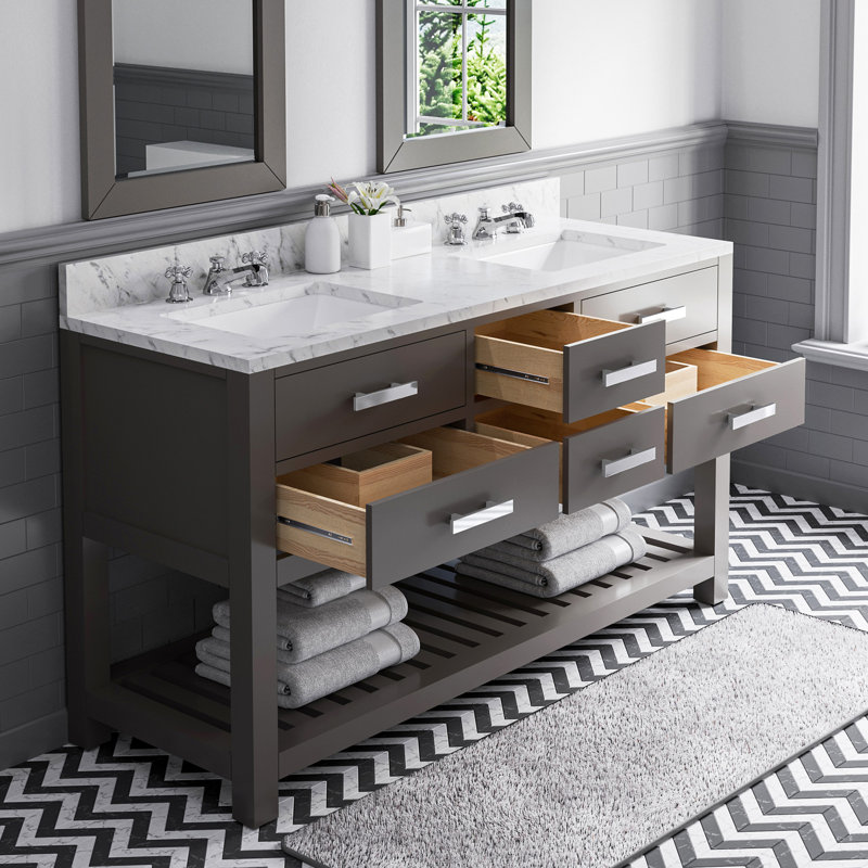 Ensemble de meuble-lavabo double 60 po Cronin, Gris cachemire, 34'' H x 72'' W x 21.5'' D