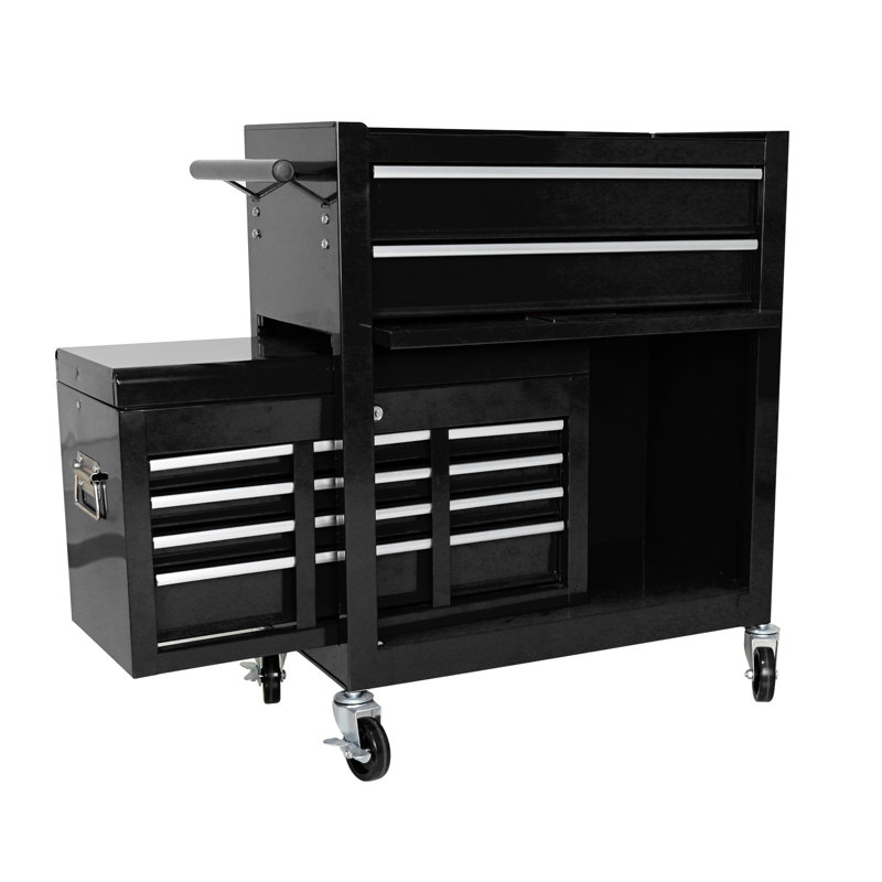 High Capacity Rolling Tool Chest With Wheels And Drawers, Black