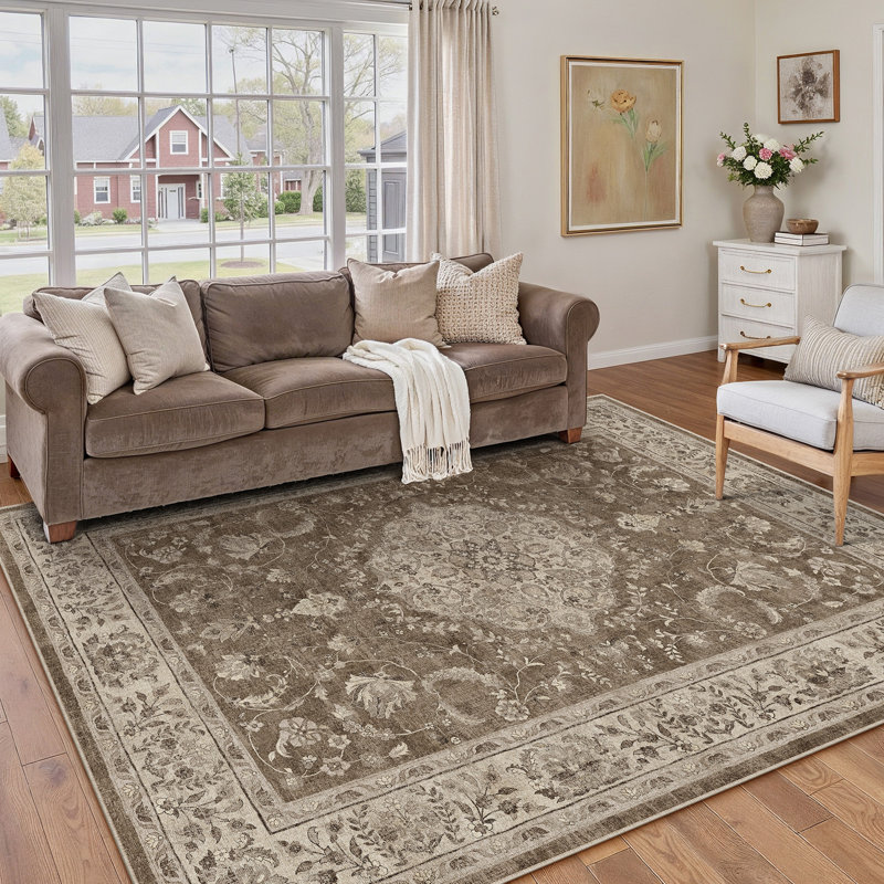 Tapis oriental lavable avec envers antidérapant Vicky, Rectangle 5 pi x 7 pi