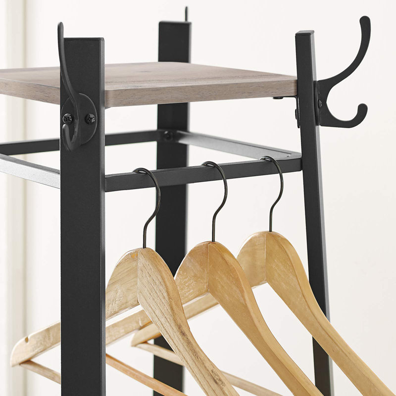 Baryram Metal Freestanding 8 - Hook Coat Rack, Greige/Black