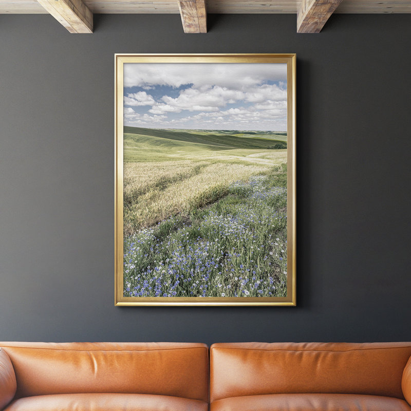 Toile encadrée de qualité supérieure Wildflower Farm - prête à être accrochée, Or, H 42,5 po x l 30,5 po x P 1 po