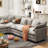 George 111.5" Modern 7 Seat Chenille L Shaped Modular Sectional Sofa With Two Ottomans-723761224