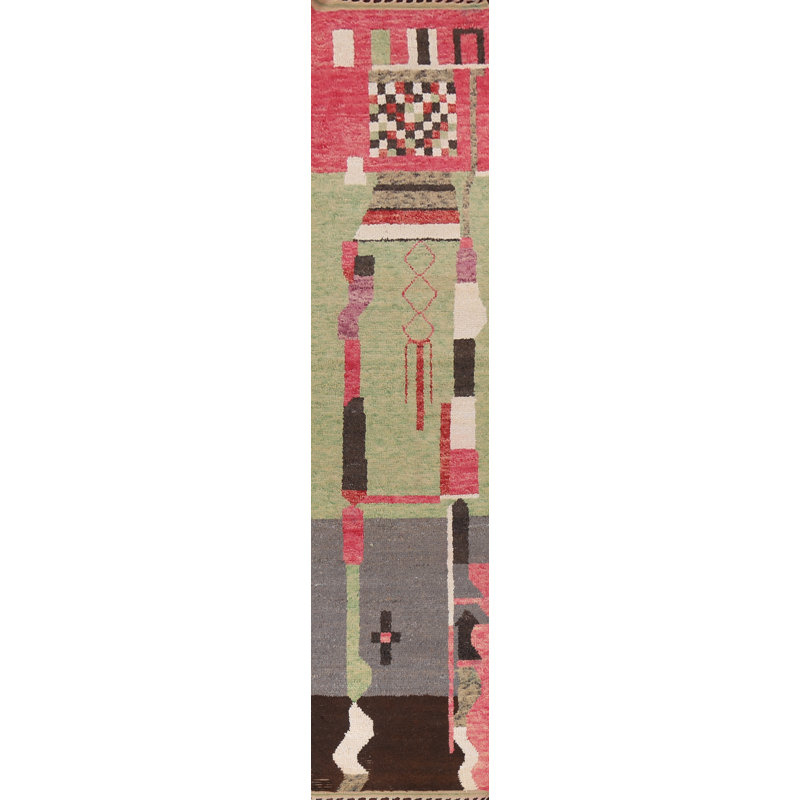 Tapis de couloir marocain en laine noué à la main 3 x 17