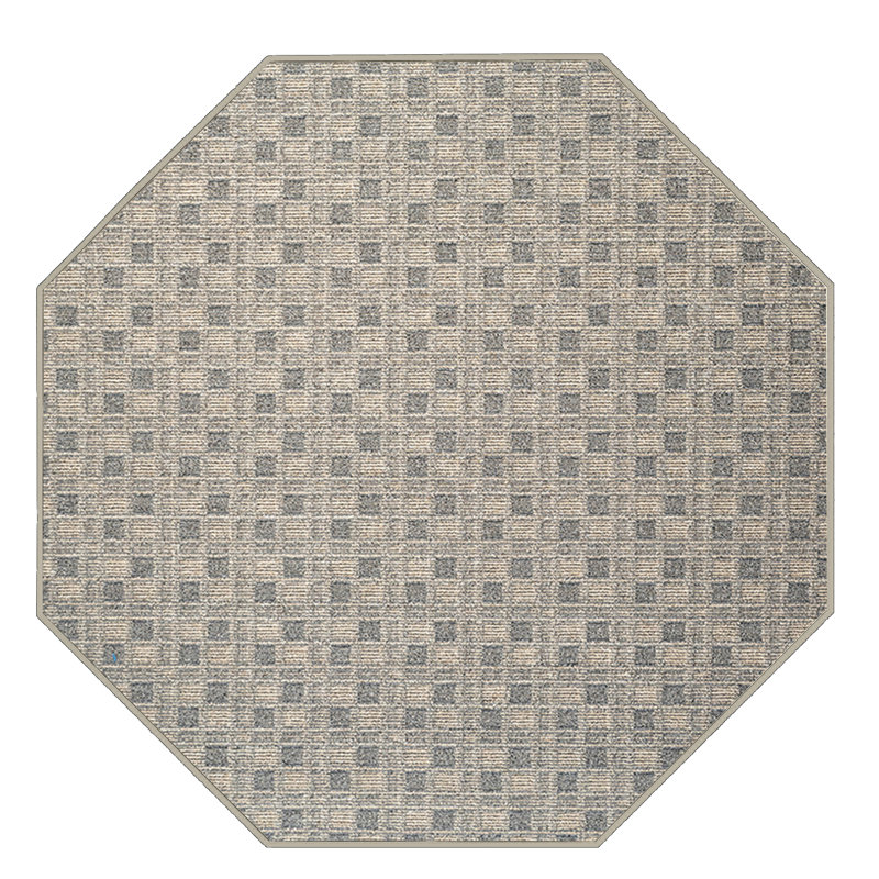 Tapis abstrait couleur d'intérieur / extérieur à motif commercial abstrait beige, Octogone 3 pi