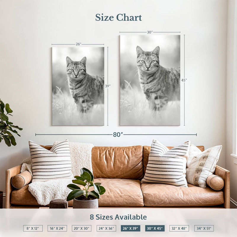 Brampt Grey Cat, 45" H x 30" W