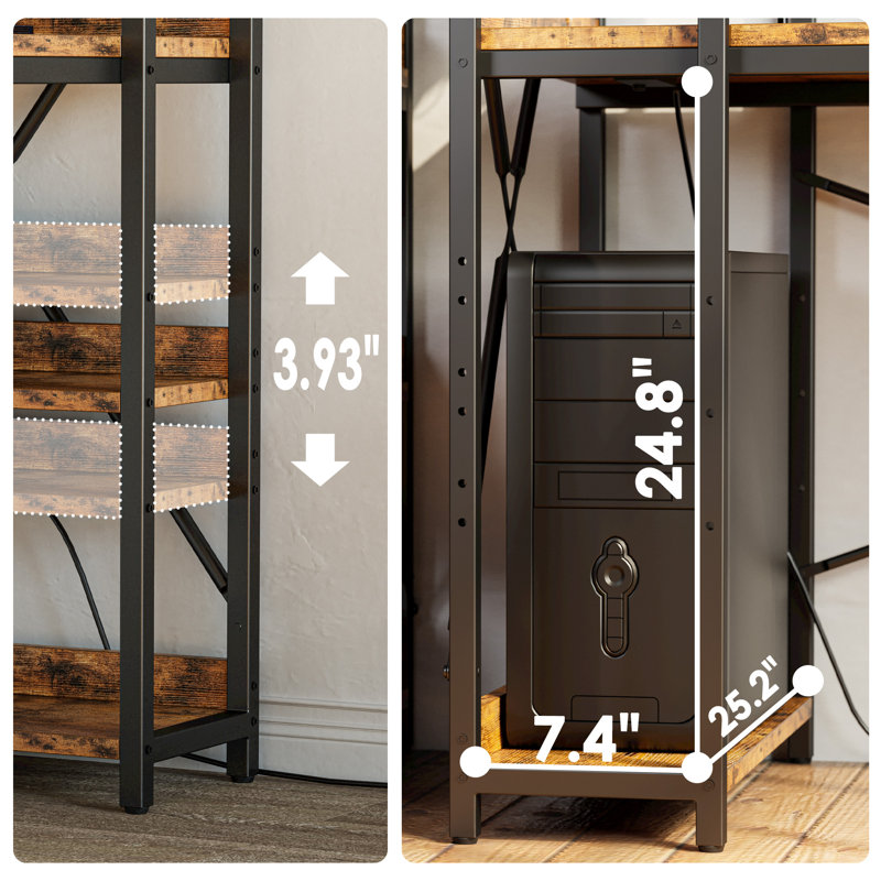 Sarahlouise Modern Computer Desk - Power Outlet, Storage Shelves/Drawers, Solid Wood Top, 47.64" H x 47.2" W x 23.6" D
