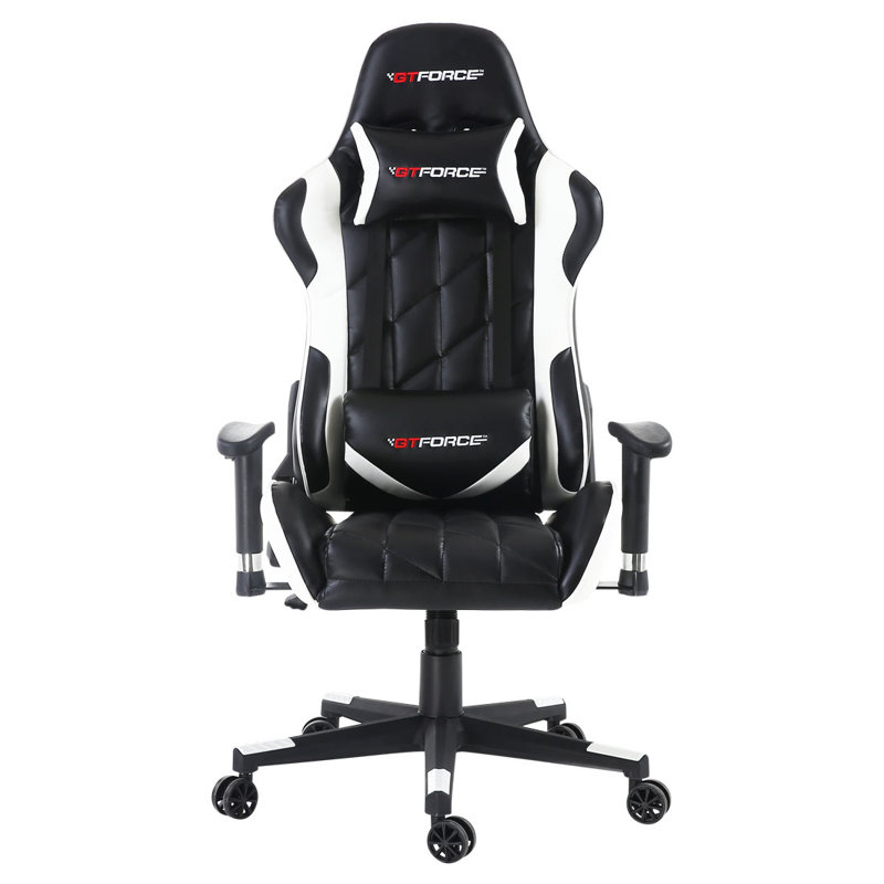 Brayden Studio Foreston Reclining Faux Leather PC & Racing Game Chair, White/Black