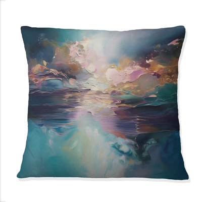 Coussin Spiritation Ocean Sunset In Shades Of Blue - Abstract Landscape