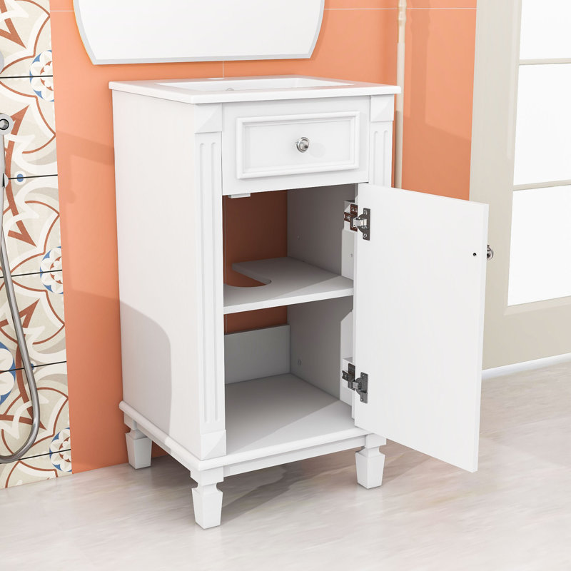 Meuble-lavabo avec lavabo et tablette réglable, Blanc