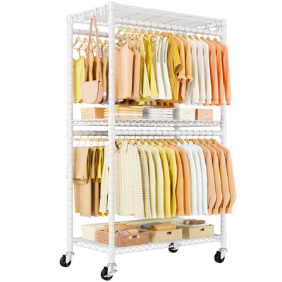 P5 Rolling Clothes Rack, Clothing Racks for Hanging Clothes, Heavy Duty Garment Rack with Wheels, 3-Tier Portable Closet Rack 39.4'' W × 20.5'' D × 80